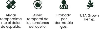 USA Grown  Hemp. Aliviar temporalmente el dolor de espalda. Alivio temporal de las tensiones del cuello. Probado por dermatólogos.